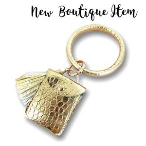 Glam Metallic Croco-Embossed Bangle Keychain